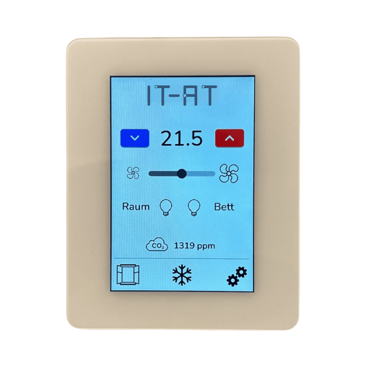 R-Touch Serie Raumbediengeräte  Unterputz mit Glasfront und Alurahmen